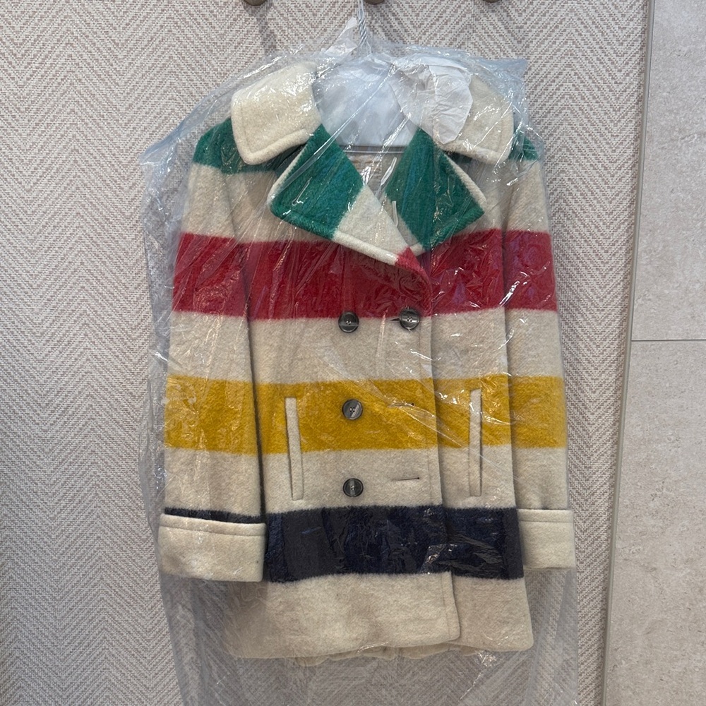 Vintage Hudson Bay Striped Wool Coat